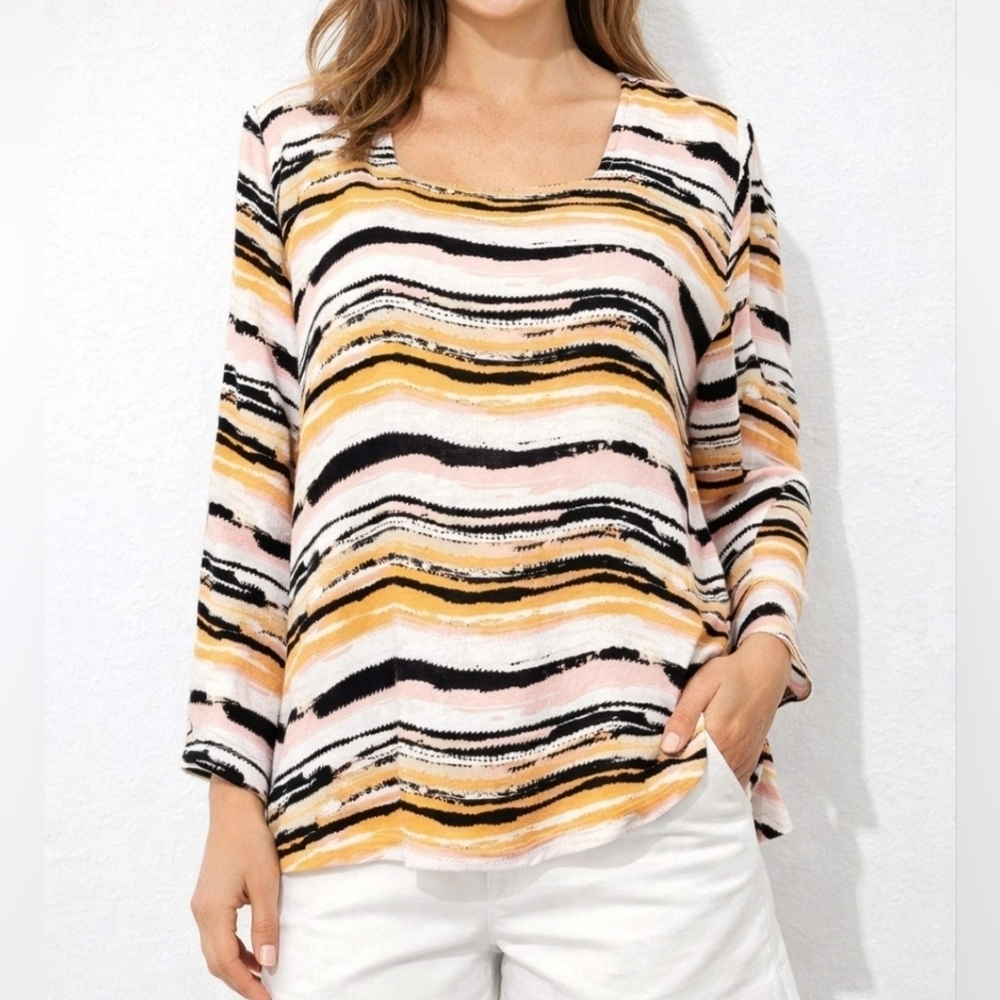 MASAI Denmark Woman's Blouse SZ Small Multicolor Stripe Boho Artsy 100% Viscose